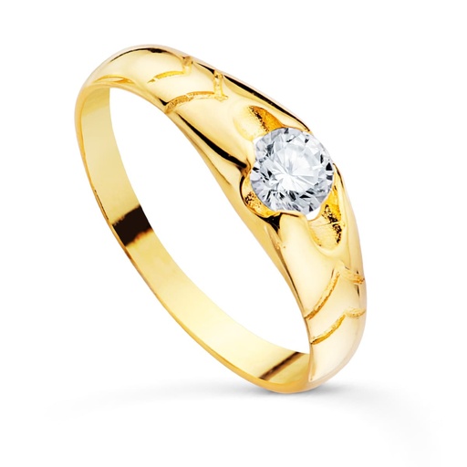 [P9K020033] 9K SOLITARIO ORO AMARILLO CADETE FUNDIDO CON CIRCONITA