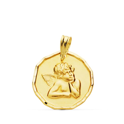 [P9K090073] 9K MEDALLA ANGELITO BURLON MATE BORDES TALLADOS 18 MM