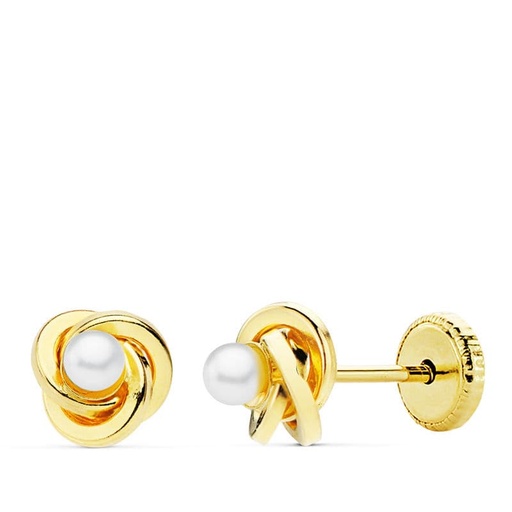 [P9K10038-P] 9K PENDIENTES NUDO PERLA 4 MM ROSCA 7 MM