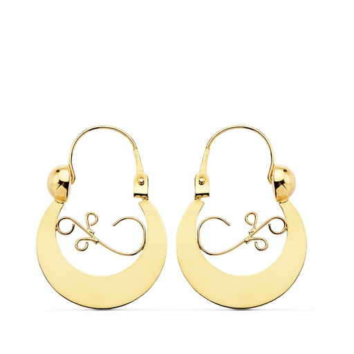 [P9K10128] 9K CRIOLLAS ORO AMARILLO 17X13 MM