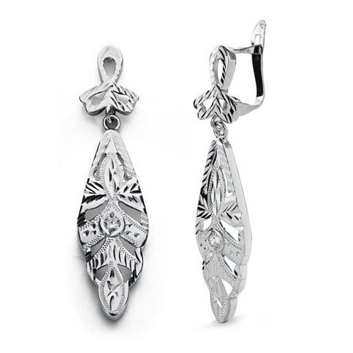 [P9K10158-OB] 9K PENDIENTES ORO BLANCO CIGARRON. 38X9 MM