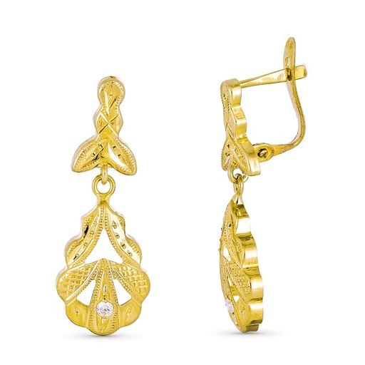 [P9K10216] 9K PENDIENTES ORO AMARILLO CUBANA DOS CUERPOS 27X10 MM CIERRE CATALAN