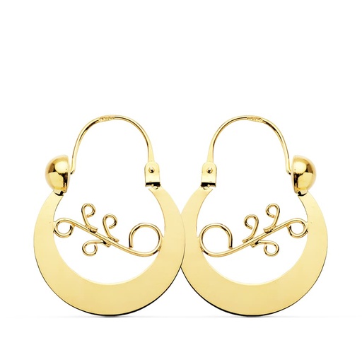 [P9K10335] 9K CRIOLLAS ORO AMARILLO CANARIA 24X20 MM