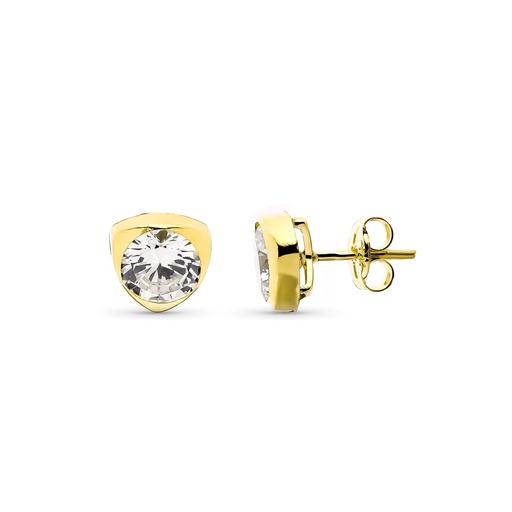 [P9K10911] 9K PENDIENTES CHATON TRIANGULO 6 MM PRESION