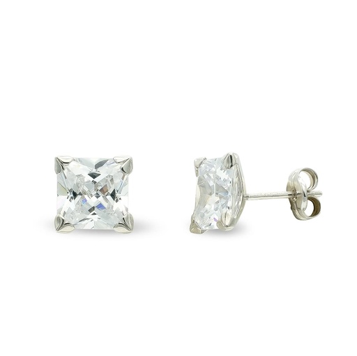 [P9K11912] 9K PENDIENTES ORO BLANCO CIRCONITA 7 MM GARRAS