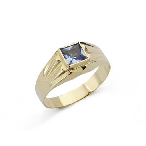 [P9K12782-AM] 9K SELLO ORO AMARILLO BEBE PIEDRA AGUA MARINA 4 MM