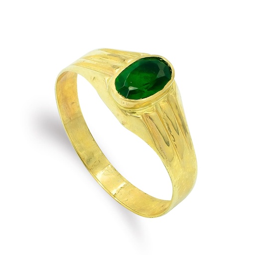 [P9K12788-VE] 9K SELLO ORO AMARILLO BEBE PIEDRA OVAL VERDE 6X4 MM