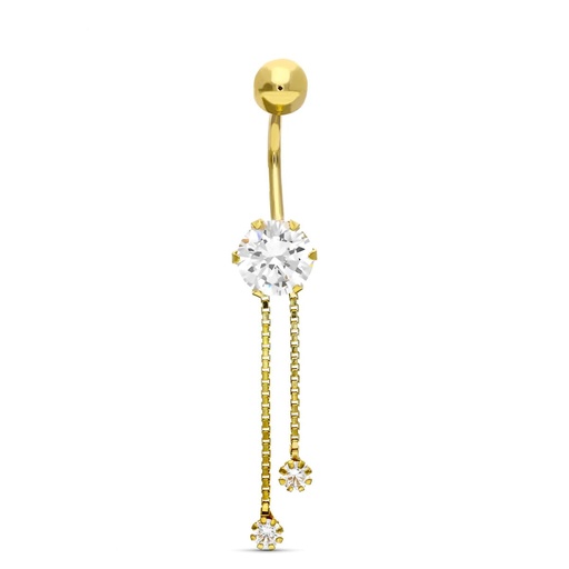 [P9K13759] 9K PIERCING OMBLIGO ORO AMARILLO BOLA 4.5 MM GARRA 7 MM CADENA TOTAL 38 MM