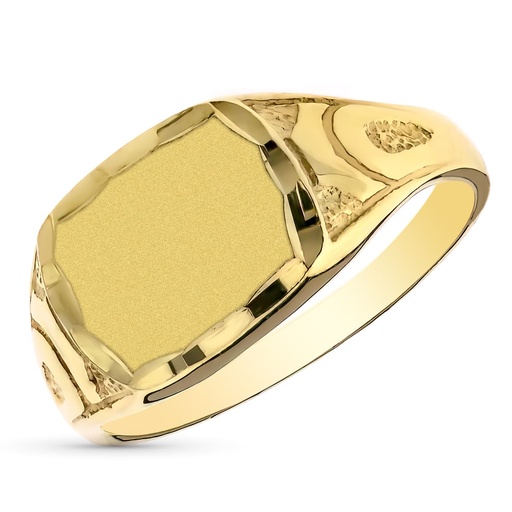 [P9K140377] 9K SELLO ORO AMARILLO HUECO CADETE TALLADO 9X8 MM