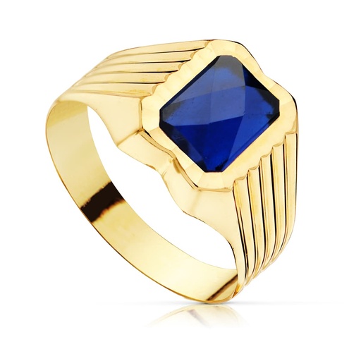 [P9K14039-AZ] 9K SELLO ORO AMARILLO CADETE PIEDRA ZAFIRO SPINEL 8X6 MM