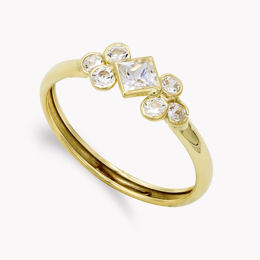[P9K14983-CI] 9K SORTIJA ORO AMARILLO CIRCONITAS