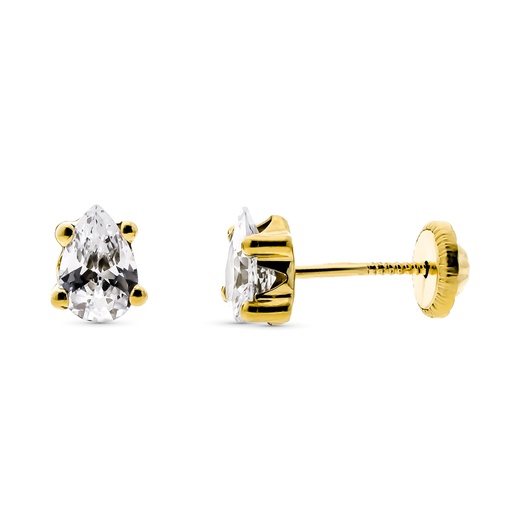 [P9K15660] 9K PENDIENTES ORO AMARILLO GARRAS TALLA LAGRIMA 6X4 MM