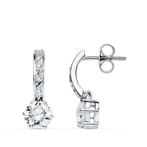 [P9K15673] 9K PENDIENTES ORO BLANCO CIRCONITAS 18X6 MM