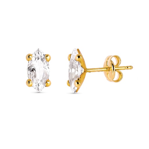 [P9K15714-OA] 9K PENDIENTES PIEDRA GARRAS 10X5 MM