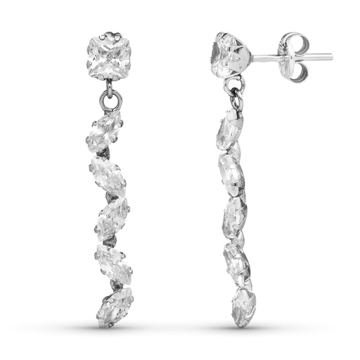 [P9K15738] 9K PENDIENTES ORO BLANCO LARGOS CIRCONITAS