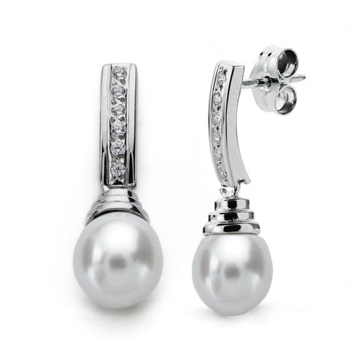[P9K15911] 9K PENDIENTES ORO BLANCO PERLA 24X7 MM