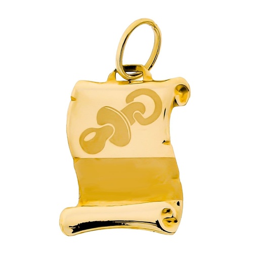[P9K16126] 9K COLGANTE PERGAMINO ORO AMARILLO CHUPETE GRABADO 15X11 MM