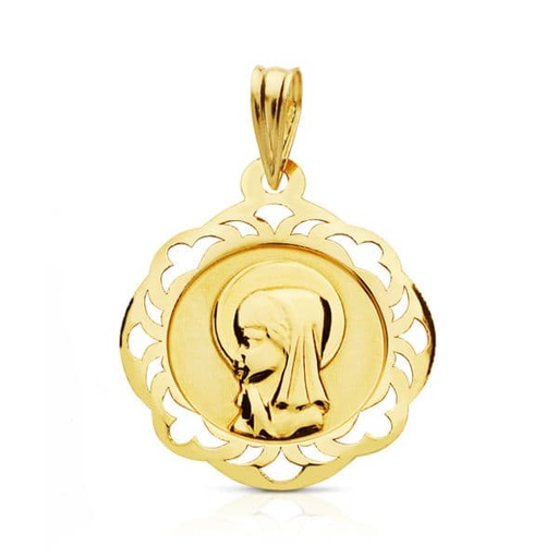 [P9K16214] 9K VIRGEN NIÑA CERCO CALADO 20X18 MM