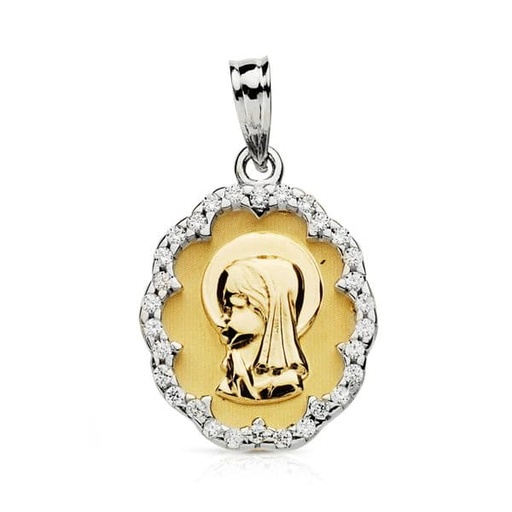 [P9K16251] 9K MEDALLA VIRGEN NIÑA CIRCONITAS 9K 20X14 MM