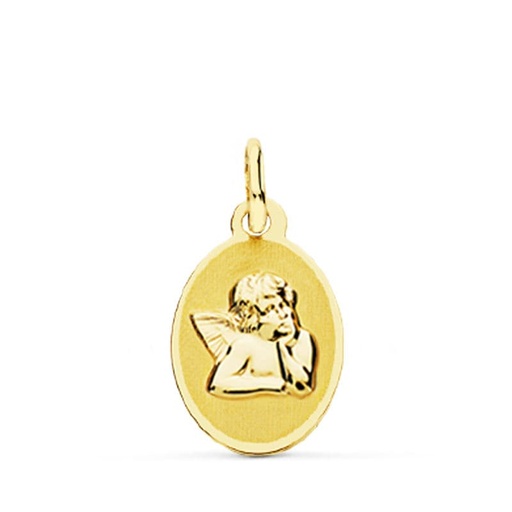 [P9K16257] 9K MEDALLA ORO AMARILLO ANGEL BURLON. 17X10 MM