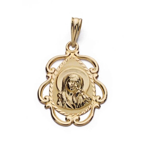 [P9K16326] 9K CERCO VIRGEN NIÑA CALADO 22X16 MM