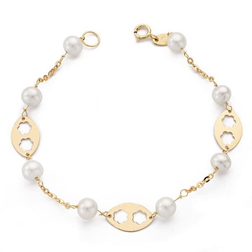 [P9K16331] 9K PULSERA PERLA Y MOTIVOS. 18 CM