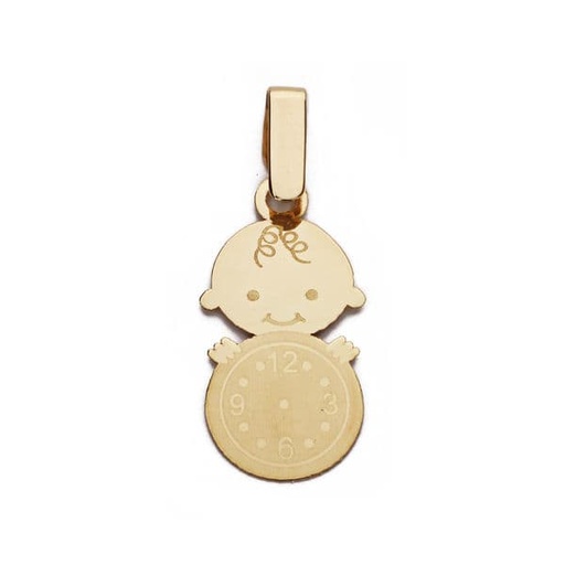 [P9K16402-O] 9K COLGANTE ORO AMARILLO NIÑO RELOJ 19X10 MM
