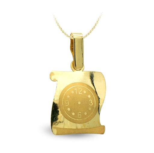 [P9K16403] 9K PERGAMINO ORO AMARILLO RELOJ GRABADO. 16X13 MM