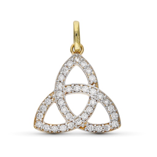 [P9K16442] 9K COLGANTE ORO BICOLOR CON CIRCONITAS TRINIDAD TRINITY 19X19 MM