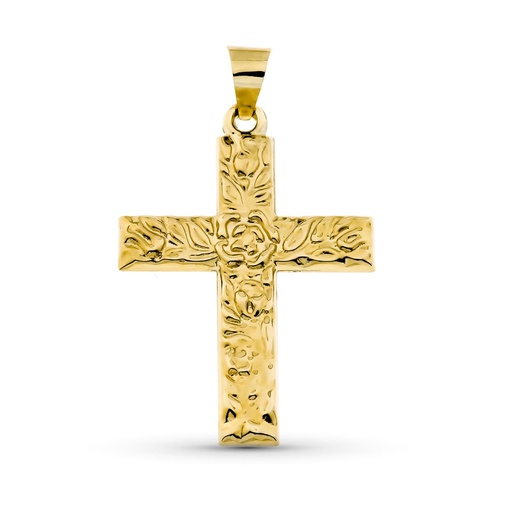 [P9K16469] 9K CRUZ ORO AMARILLO SIN CRISTO ESTAMPADA 32X24 MM ESPALDA LISA