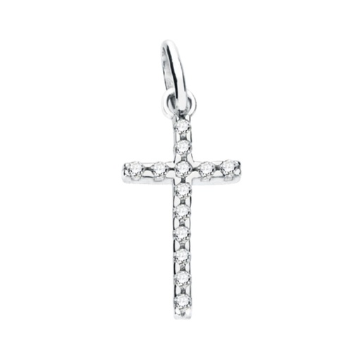 [P9K16482] 9K CRUZ ORO BLANCO CON CIRCONITAS 22X12 MM