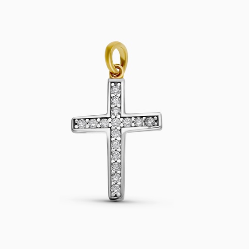 [P9K16485] 9K CRUZ ORO BLANCO CIRCONITAS 21X13 MM