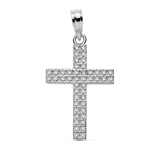[P9K16491] 9K CRUZ ORO BLANCO CIRCONITAS 19X15 MM