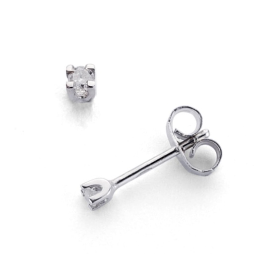 [P9K1653-1] 9K PENDIENTES ORO BLANCO BRILLANTES 0.05 QTS SI-H