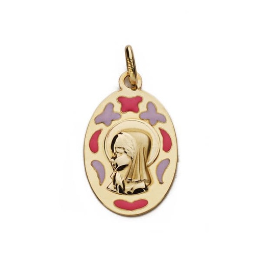 [P9K16546] 9K MEDALLA VIRGEN NIÑA ESMALTE 9K 21X13 MM