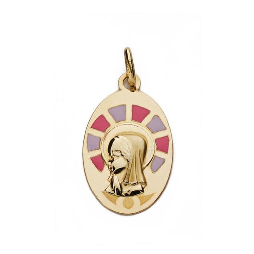 [P9K16547] 9K MEDALLA VIRGEN NIÑA ESMALTE 9K 21X13 MM