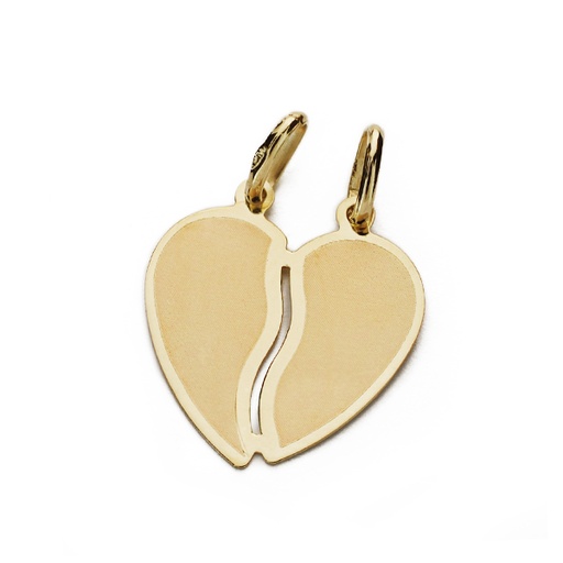 [P9K16550] 9K COLGANTE CORAZON ORO AMARILLO PARTIDO 17X15 MM