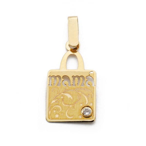 [P9K16558] 9K COLGANTE ORO AMARILLO  MAMA  CIRCONITA 20X11 MM