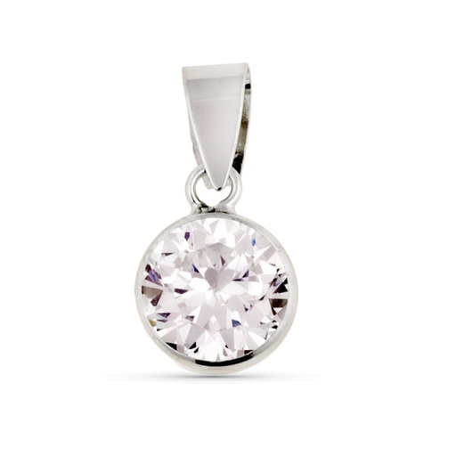 [P9K16636-5OB] 9K COLGANTE ORO BLANCO REDONDO CHATON CON CIRCONTIA 7 MM