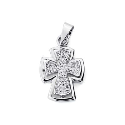 [P9K16687] 9K CRUZ ORO BLANCO CIRCONITAS 19X12 MM
