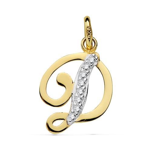 [P9K16740-D] 9K COLGANTE LETRA D CIRCONITAS 15X12 MM