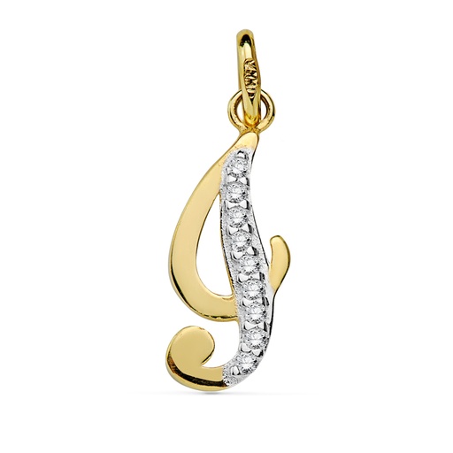 [P9K16740-I] 9K COLGANTE LETRA I CIRCONITAS 17X7 MM