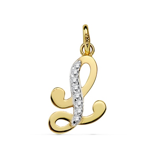 [P9K16740-L] 9K COLGANTE LETRA L CIRCONITAS 17X10 MM
