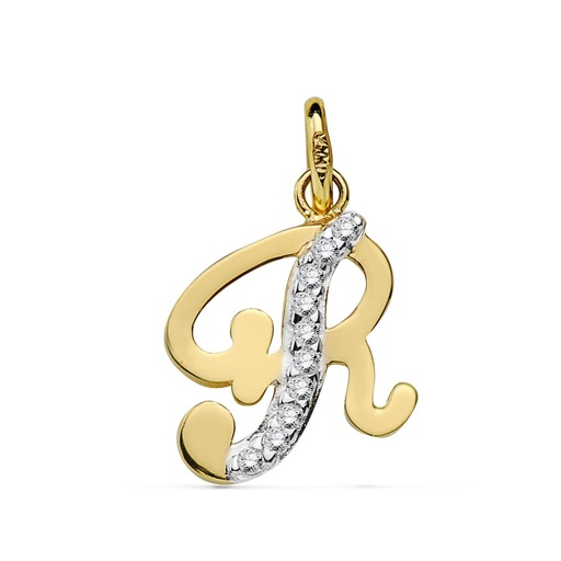 [P9K16740-R] 9K COLGANTE LETRA R CIRCONITAS 15X11 MM