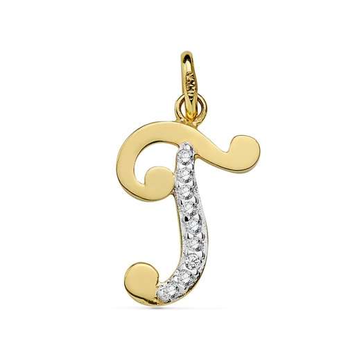 [P9K16740-T] 9K COLGANTE LETRA T CIRCONITAS 17X11 MM
