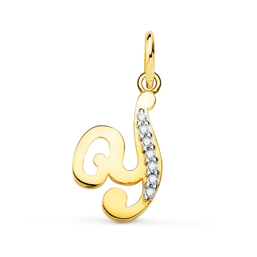 [P9K16740-Y] 9K COLGANTE LETRA Y CIRCONITAS 15X12 MM