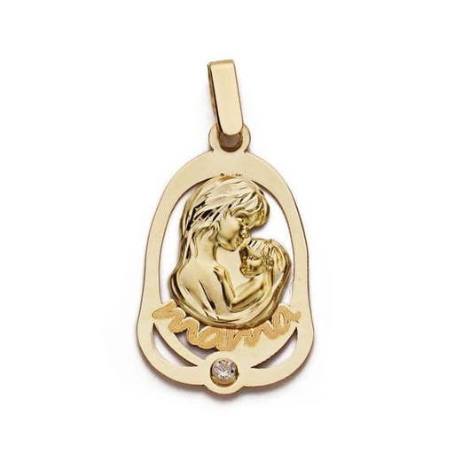 [P9K16742] 9K COLGANTE ORO AMARILLO MADRE CIRCONITA 25X15MM