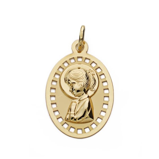 [P9K16747] 9K MEDALLA VIRGEN NIÑA CALADA 23X14 MM