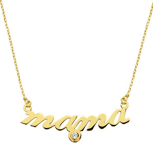 [P9K16784] 9K GARGANTILLA ORO AMARILLO MAMA CON CIRCONITA CADENA FORZADA 45 CM