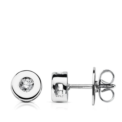 [P9K1683-1] 9K PENDIENTES ORO BLANCO CHATON DIAMANTE 2.50/H-SI 0.